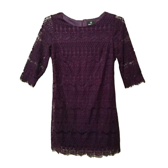 Ronni Nicole Purple Lace Fully Lined Scalloped Hem Back Zipper Dress Size 8P - Picture 2 of 9